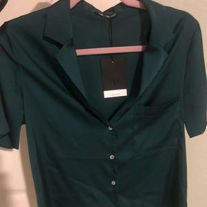 Zara green satin effect pajama shirt